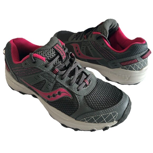Saucony Womens 8.5 Grid Raptor TR 2 S15427-5 Gray Pink Running Shoes Sneakers - Picture 3 of 12